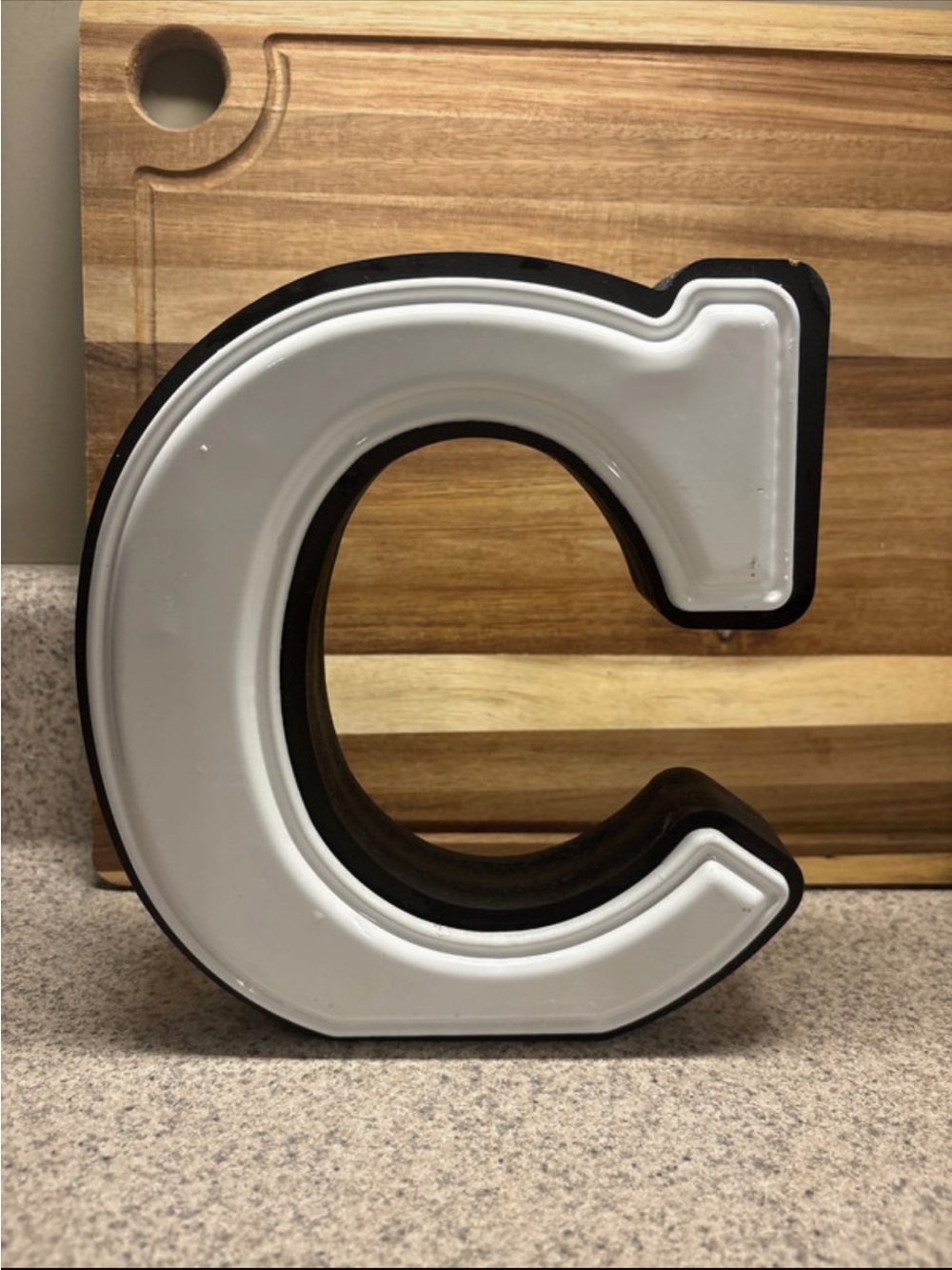 Decorative Letter "C" Accent - White and Black